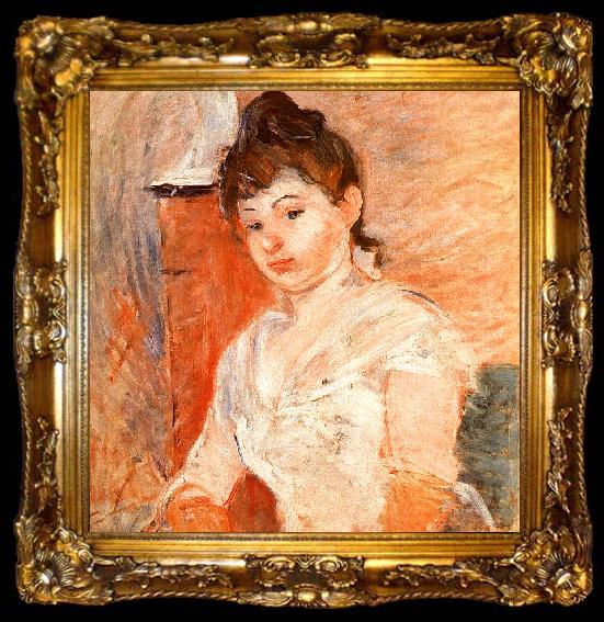 framed  Berthe Morisot Jeune Fille en Blanc, ta009-2